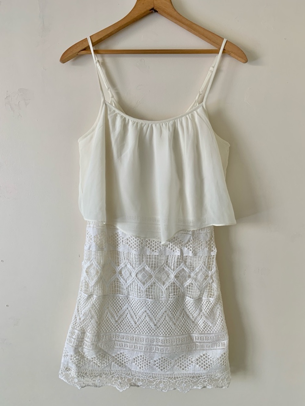 AMERICAN EAGLE Cream and White Crochet Mini Dress
